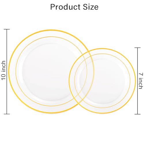 102 Pcs Clear Gold Plastic Plates (102 Pieces / Clear Gold)