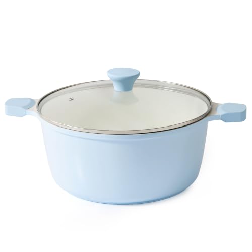 Ceramic Nonstick Stock Pot with Lid (7 Quart / Glacer Blue)