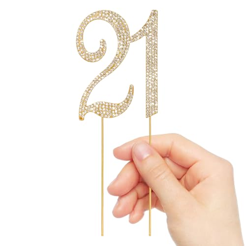 Gold 21st Birthday Cake Topper Rhinestones Cake Decorations (21st- Gold)
