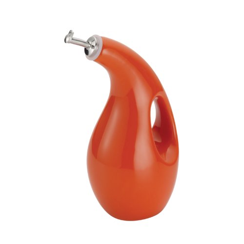 Solid Glaze Ceramics EVOO Olive Oil Bottle Dispenser with Spout (Orange / 24 Ounces)