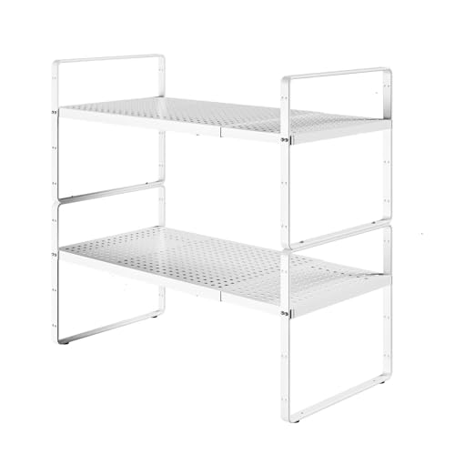 Expandable Cabinet Shelf Organizers (White Large)