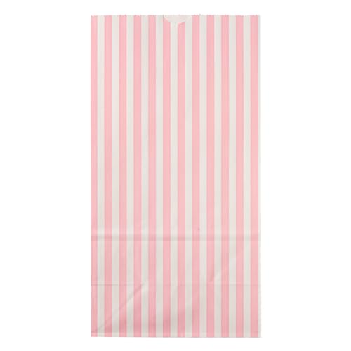 Bakery Bags 100 Pack of 5.9 x 3.54 x 10.63 Inches Grease (6 lb / Pink & White)