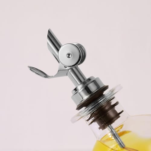 Olive Oil Dispenser Bottle for Kitchen (350ml, Set of 4 Bottles / Silver)