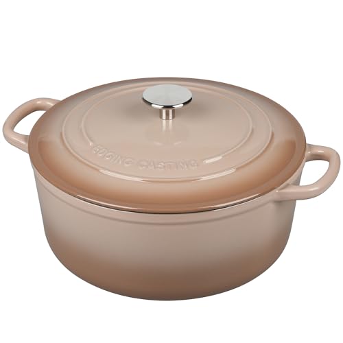Enameled Dutch Ovens Cast Iron Dutch Oven Pot with Lid for Bread Baking (Mocha / 7QT)
