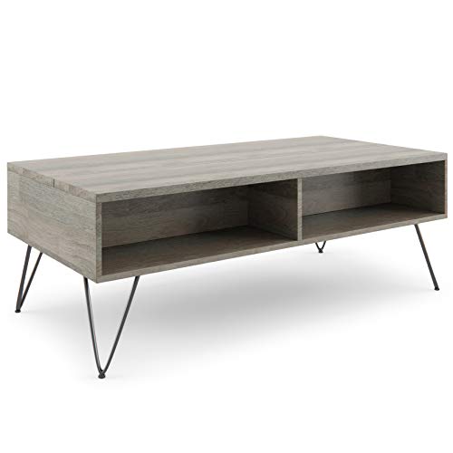Lockhart 30" Wide Solid Mango Wood Drum Coffee Table in Natural (Lift Top Coffee Table / 48 inch / Grey)