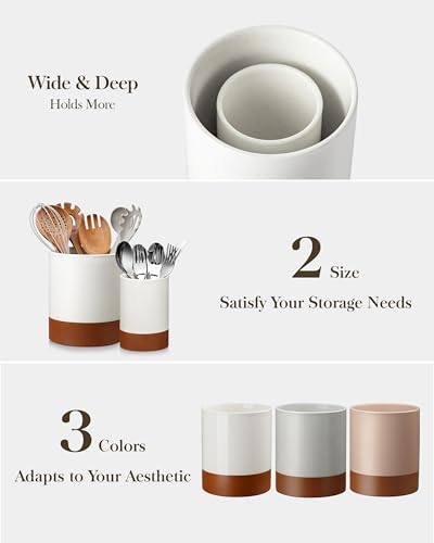 Utensil Holder (Khaki White / 7.3"+5.5" (Set of 2))