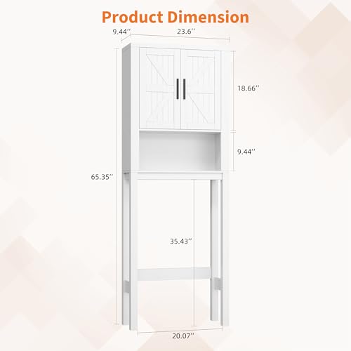 23.6 Inches Wide Toilet Rack with Over The Toilet Storage Cabinet (White 23.6"w)