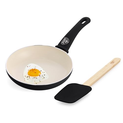 Soft Grip 8” Frypan Skillet and Spatula Breakfast Cookware Set (8" Frypan + Spatula / Black)
