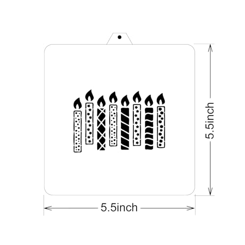 Cookie Cutter and Stencil Bundle Royal Icing Cookies Stencils Paint Your Own Biscuit Bakery Starter Kits Royal Icing Fondant Cutters Birthday Wedding Holiday Cookies Painting Coloring Pages Comb (Happy Birthday Candle)