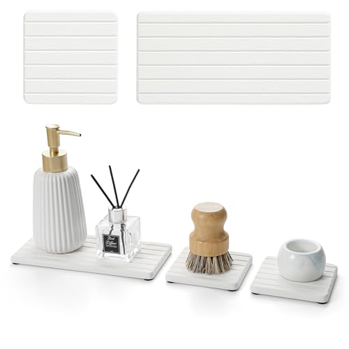 3 Pack Water Absorbent Diatomite Coasters (3 Pack - White - 1pc of 8"x 3.8" and 2pcs of 3.8"x 3.8")