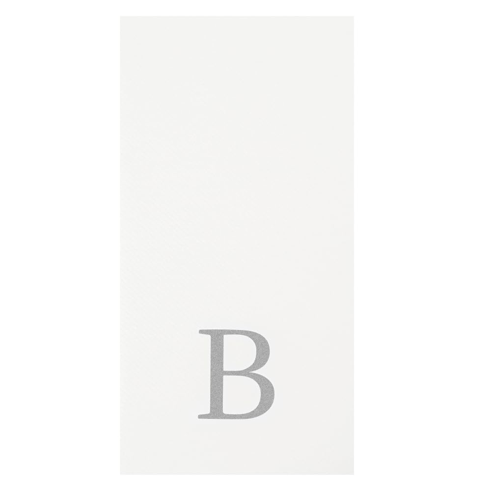 Paper Rectangle Silver Letter B Linen (Silver / 50 Count / B)