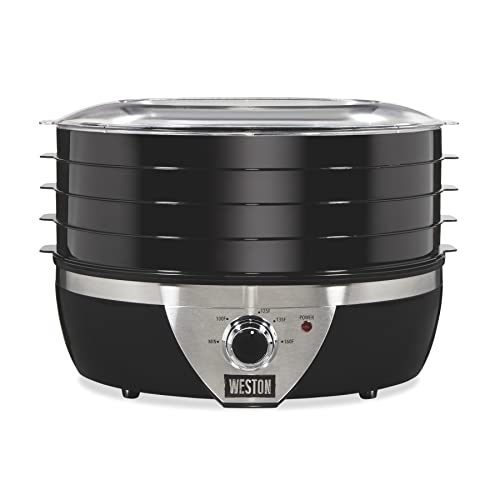 Food Dehydrator Machine for Jerky (Temperature Control (100-160F) / 4 Stackable Trays, Black & Stainless Steel Accents)