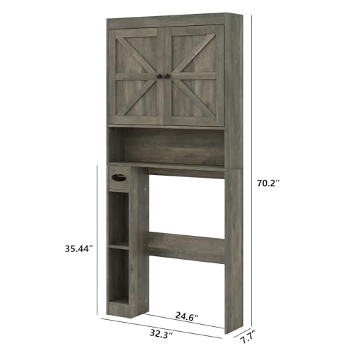 32.3''W Over The Toilet Storage Cabinet with Barn Doors (Grey / Barn Doors Over Toilet Cabinet)