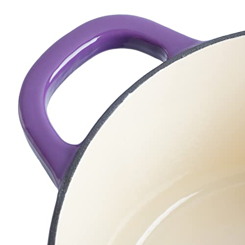 Artisan 7 Quart Round Enameled Cast Iron Dutch Oven (Lavender Purple / 7-Quart)