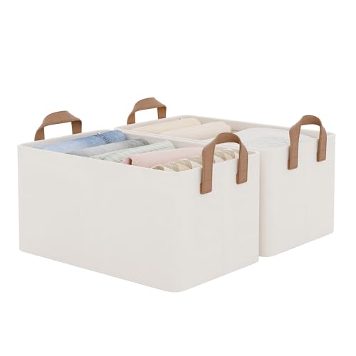 Fabric Storage Bins (Natural Color / 14 ¾" L x 10 ¼" W x 8 ¼" H)