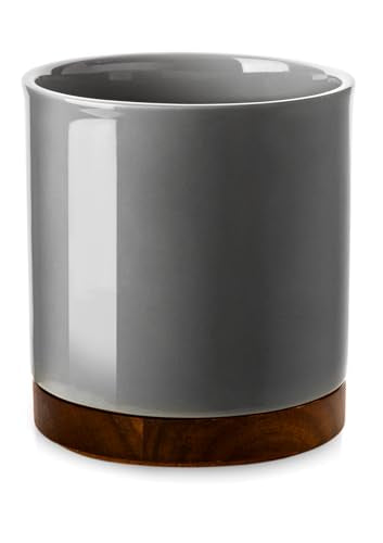 Ceramic Rotating Kitchen Utensil Holder for Countertop (Gray)