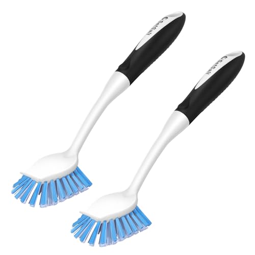 Dish Brush with Handle (Black-blue / 2 pack)