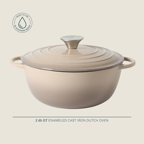 Addlestone 2.65 Qt Enameled Cast Iron Dutch Oven Pot with Lid (2.65-Quart / Gradient Taupe)