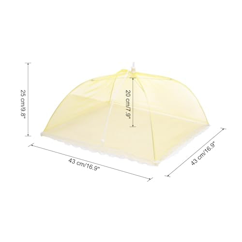 3 Pcs Large and Tall Food Covers 17" Mesh Food Covers for Outdoors Collapsible Food Protector Covers Tent for Parties Outdoor Picnics BBQs (17" / Yellow)