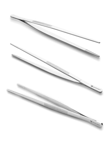 10 Inch Kitchen Food Tweezers Fine Stainless Steel Tweezer Tongs (10" Tweezers - 2 Piece Set)