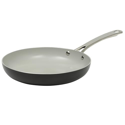 Kitchen Essentials Potluck Porch 12 Inch Deep Frying Pan Skillet Aluminum PFA Free Ceramic Cookware Chef's Pan (12" Frying Pan / Black)