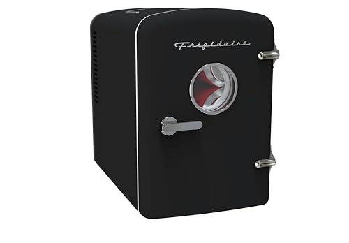 Retro 9 Can Mini Personal Fridge Portable Cooler (Black)