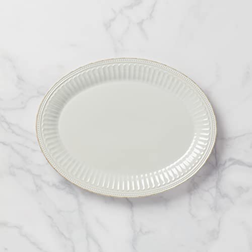 French Perle Groove White Stoneware Serving Platter (Platter)