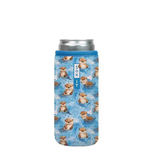 CanSok Sleeve for Beer & Soda Insulated Neoprene Cover (Otterly Adorable / 12oz Slim Can Sleeve)