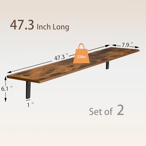 Long Wall Shelves (Rustic Brown / 47.3 Inch)