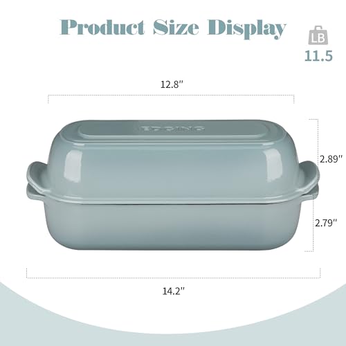 Enameled Cast Iron Loaf Pan with Lid (Seasalt)