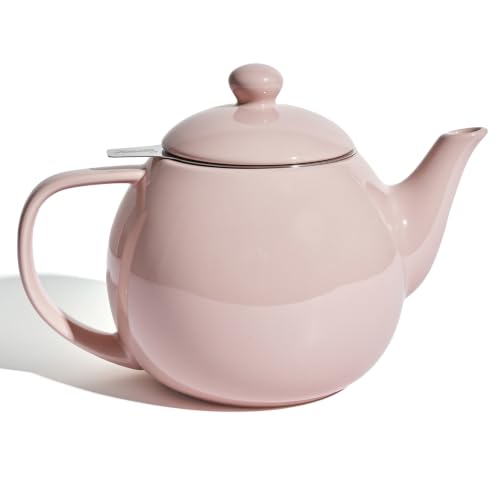 Porcelain Teapot 27 oz with Infuser for Loose Leaf Tea (Pink / 27oz (with infuser))