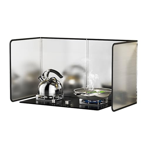 4 Sided Grease Splatter Guard Foldable Splatter Guard for Stove Stainless Steel Oil Splatter Screens Backsplash for Wall Gas Range Frying Pan Camping (11.8×31.5×15.7inches)