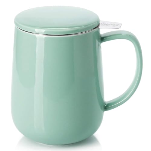 20 OZ Porcelain Tea Mug with Infuser and Lid (Mint Green)