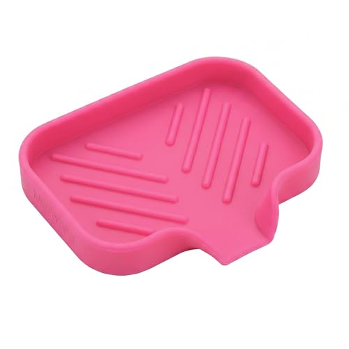 Silicone Soap Dish with Drain Spout (Rose / S(4.9"×3.2"))