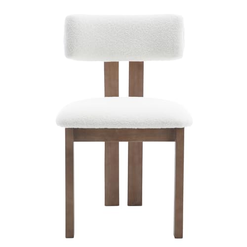 Dining Chairs Set of 4 Faux Fur Dinner Chairs with Solid Wood Kitchen Chairs for Kitchen (4 Count)