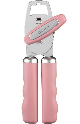 Manual Can Opener Heavy Duty Patented Stainless Steel (Pink / Comfy Grip)