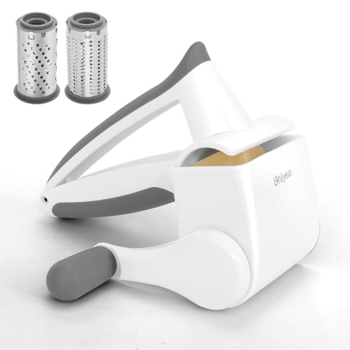 Patented Handheld Parmesan Cheese Grater with 2 Rotary Drums