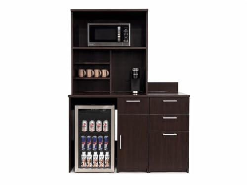 Upper Hutch Cabinet with Mini Fridge Space (54" W – Fridge + 3-Drawer + Hutch)