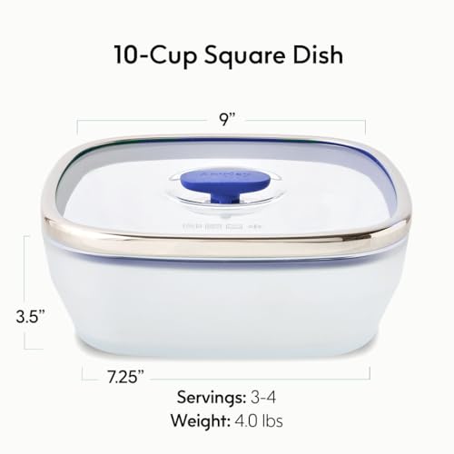 10 Cup Square Glass Food Storage (Blueberry)