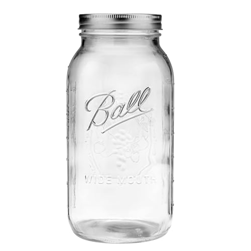 Wide Mouth Glass Mason Jars with Lids and Bands (Half Gallon / 64 Ounce (Pack of 4))