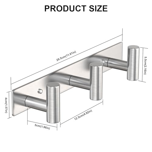 Wall Mounted Coat Rack (Silver / 3 "T" Hooks, 2PACK)