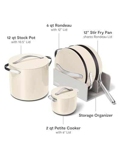 24-Piece Non-Stick Ceramic Cookware Set (Cream / 24pc Set)