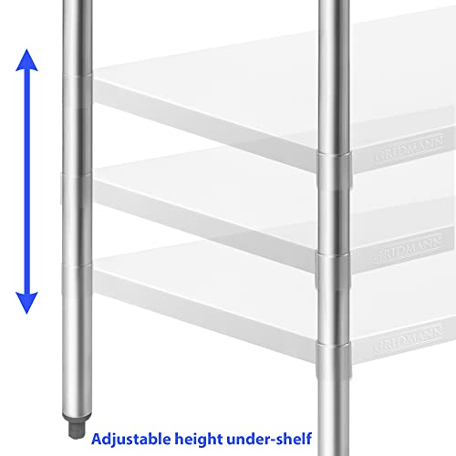 Stainless Steel Kitchen Prep Table 72 x 30 Inches with Backsplash & Under Shelf (72 in Long x 30 in Deep)