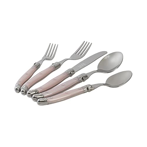 Laguiole 20 Piece Stainless Steel Flatware Set (Petal Pink)