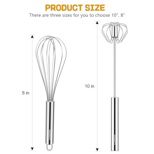 Stainless Steel Whisk Set 8" + 10" Semi (Silver-set / 2 Piece)