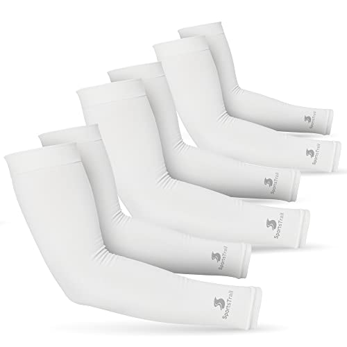 Cooling Arm Sleeves for Men & Women (3 Pairs: White / One Size)