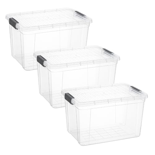 14.7 Quart Clear Plastic Storage Boxes with Lids (14.7 Quart)