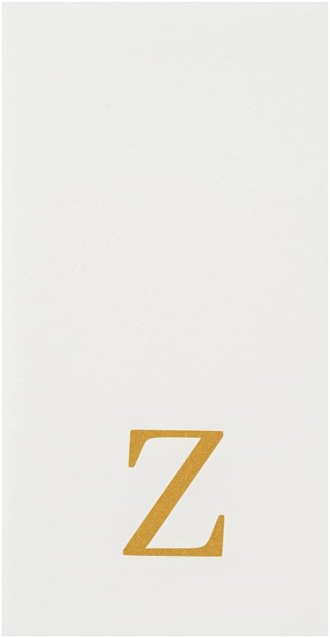 Luxenap 15.8 X 7.9 Inch Linen-Feel Guest Towels, 2000 Lettered Hand Towels - Gold Letter 'Z', Sans Serif Font, White Paper Dinner Napkins, airlaid, For Restrooms And Tables - Restaurantware