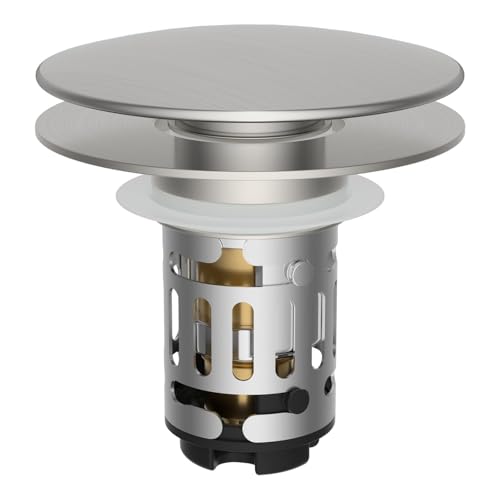 Upgraded 3 in 1 Bathroom Sink Drain Strainer (Brushed Nickel)