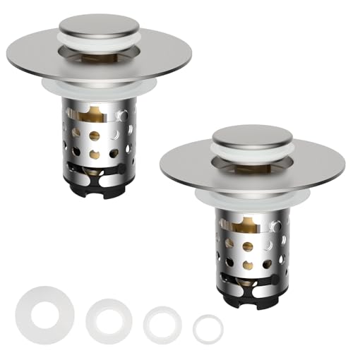 2PCS Universal Bathroom Sink Drain Strainer Hair Catcher (2 Count)
